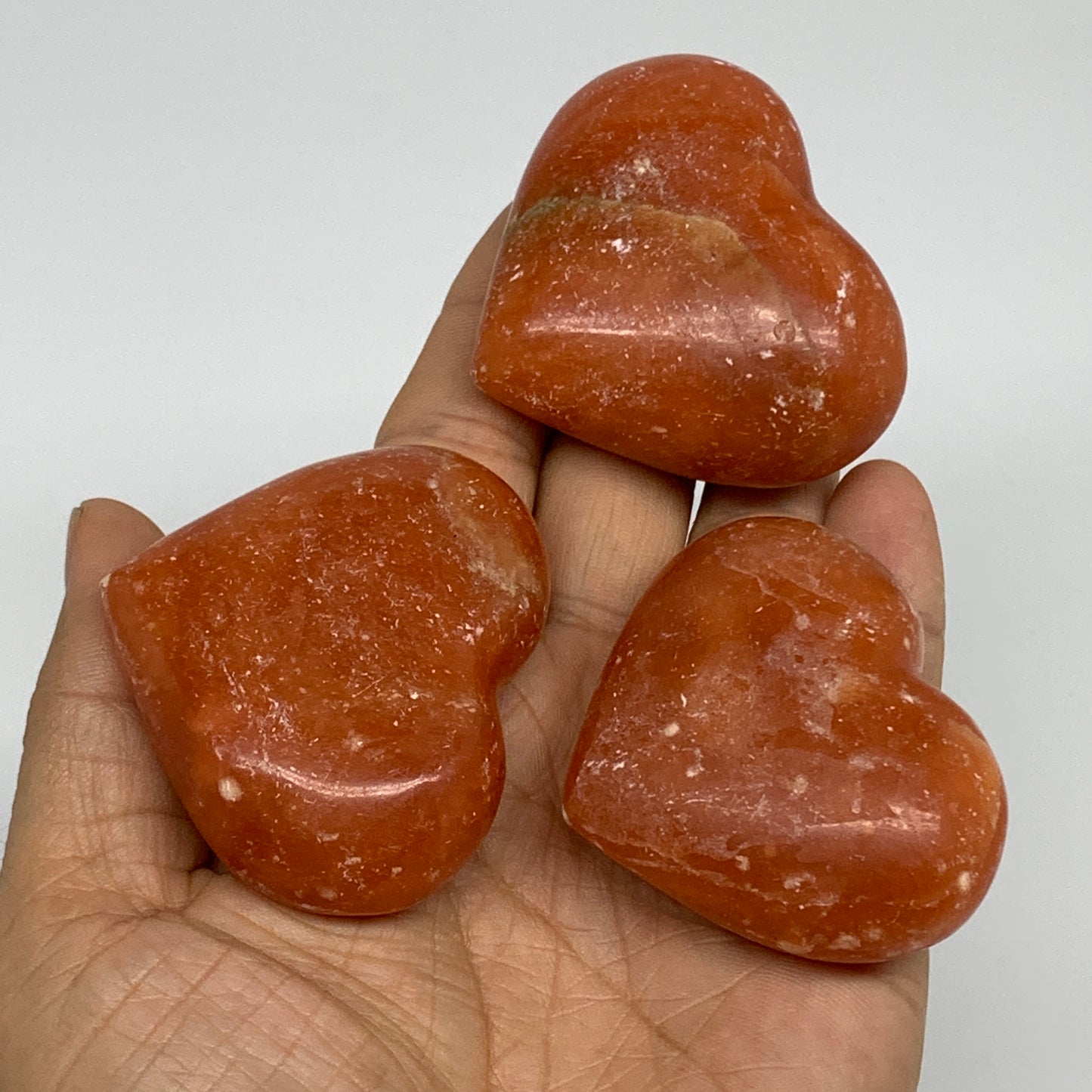 1050g (2.3 lbs) ,15 pcs, 1.6"- 2", Orange Calcite Hearts @Madagascar, B33845