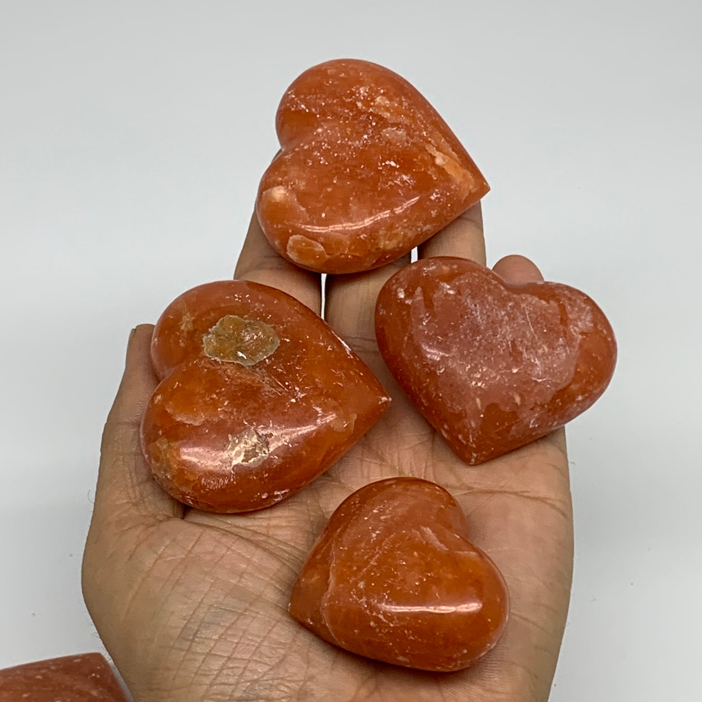 1050g (2.3 lbs) ,15 pcs, 1.6"- 2", Orange Calcite Hearts @Madagascar, B33845