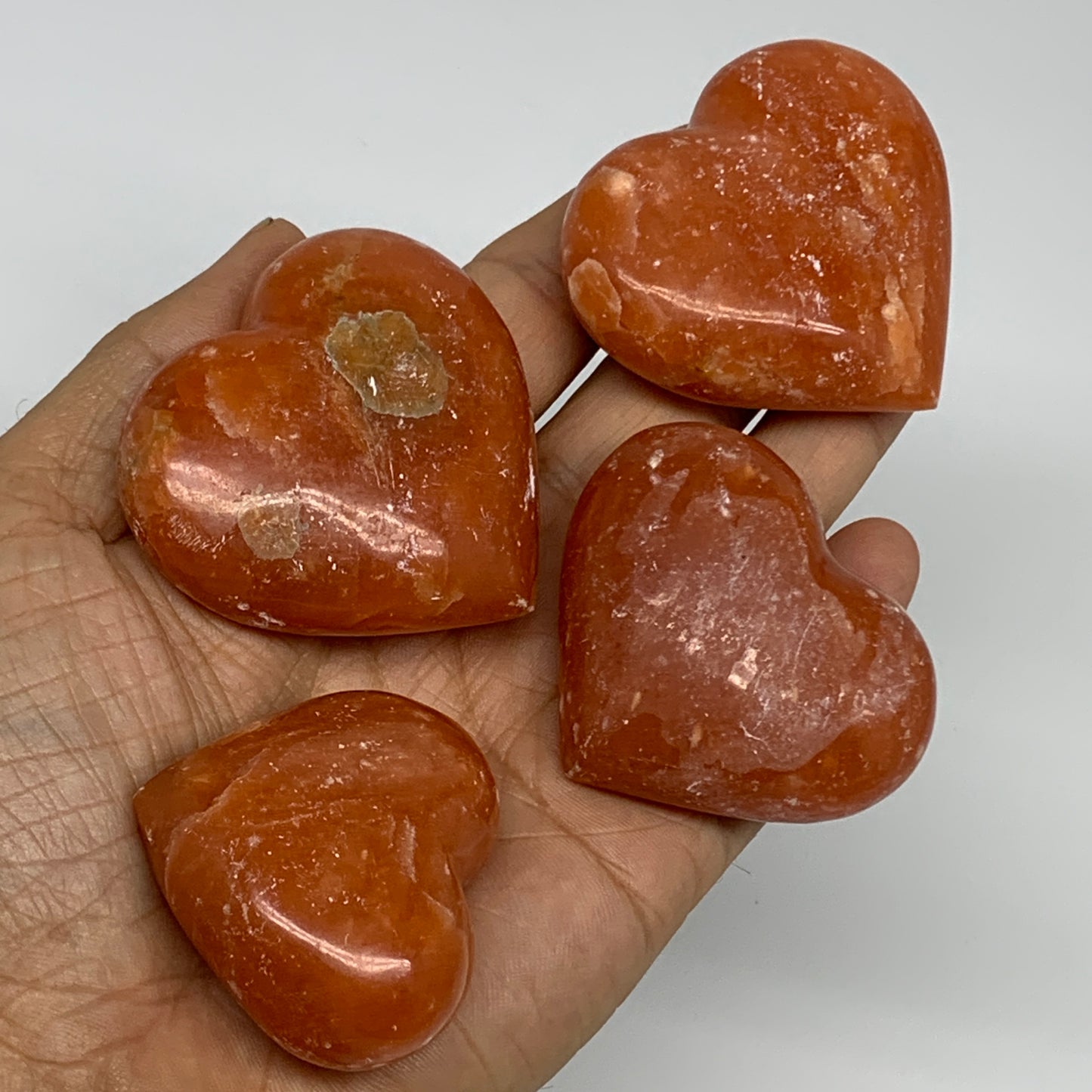 1050g (2.3 lbs) ,15 pcs, 1.6"- 2", Orange Calcite Hearts @Madagascar, B33845