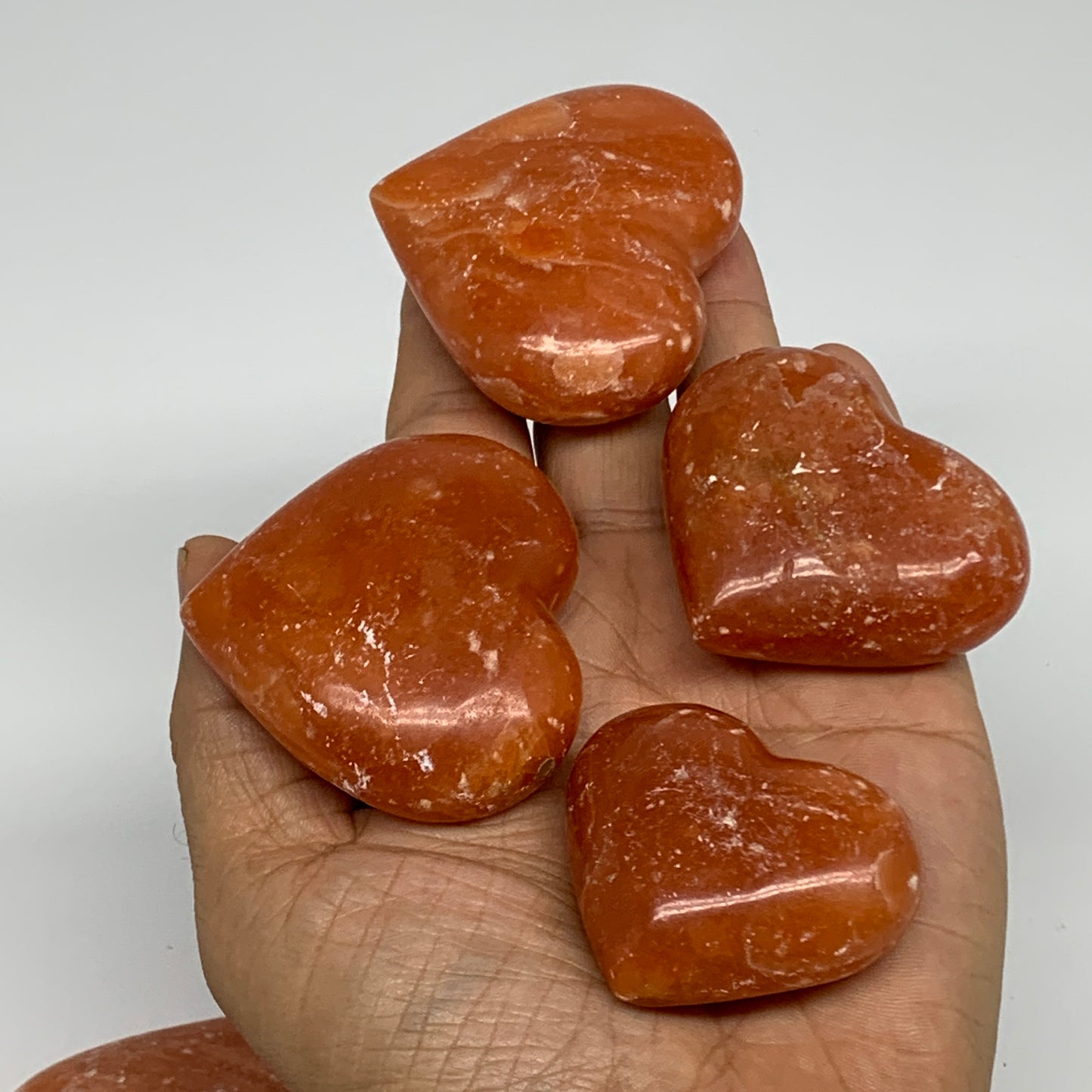 1050g (2.3 lbs) ,15 pcs, 1.6"- 2", Orange Calcite Hearts @Madagascar, B33845