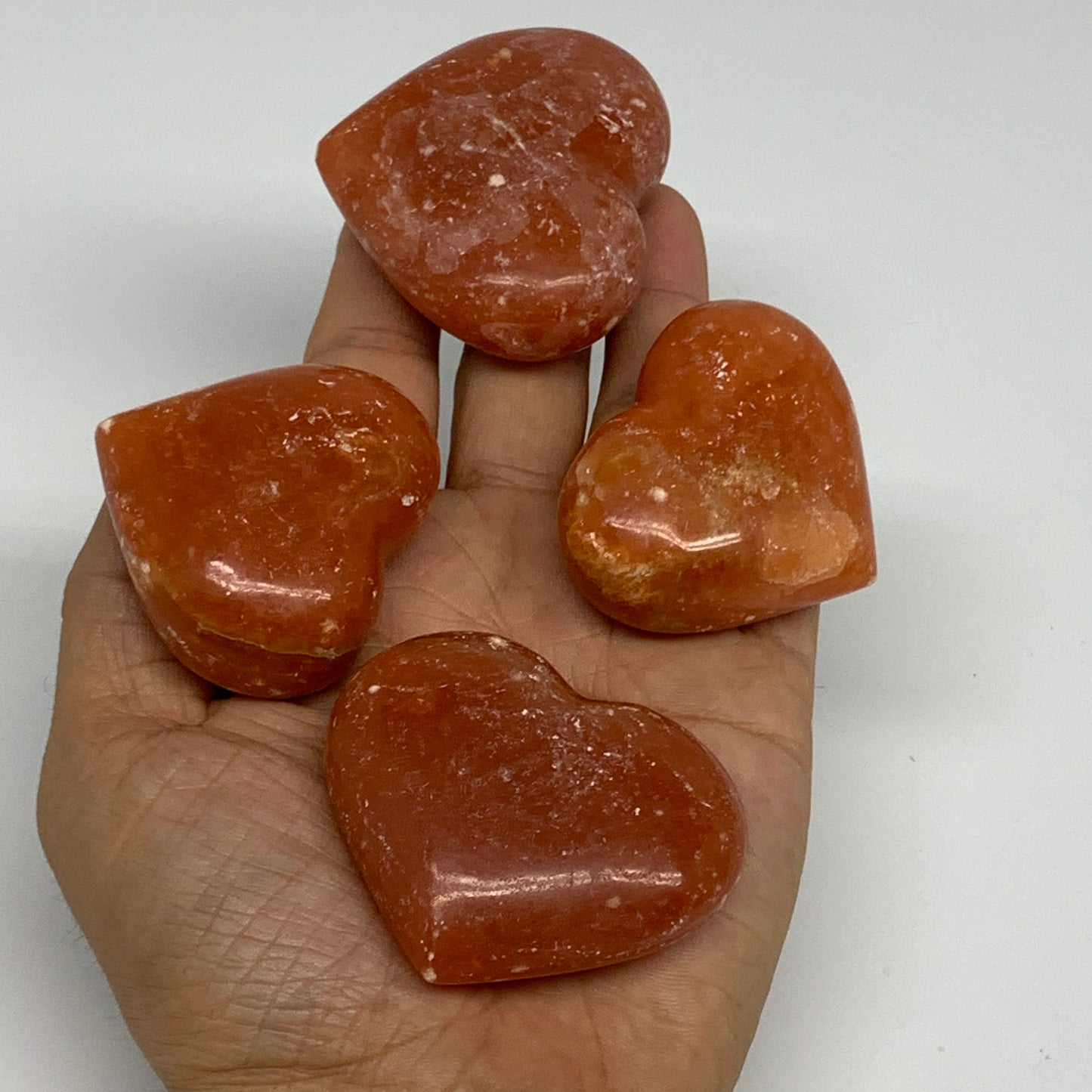 1050g (2.3 lbs) ,15 pcs, 1.6"- 2", Orange Calcite Hearts @Madagascar, B33845