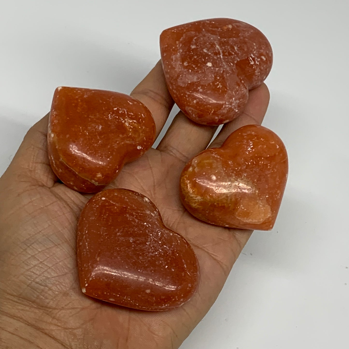 1050g (2.3 lbs) ,15 pcs, 1.6"- 2", Orange Calcite Hearts @Madagascar, B33845