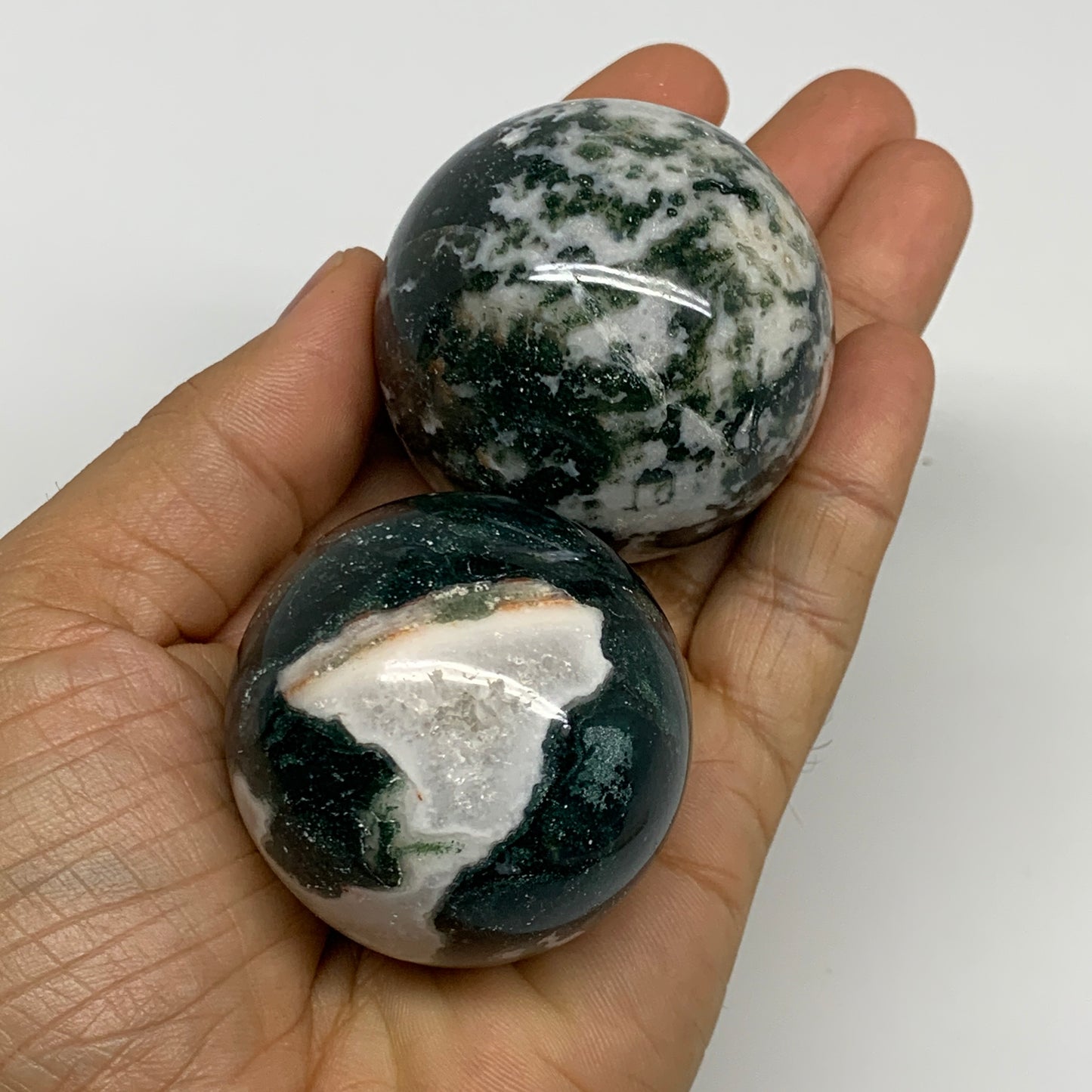 2.2 lbs, 1.7" - 1.9", 8cs Moss Agate Spheres Gemstones @India, B29564