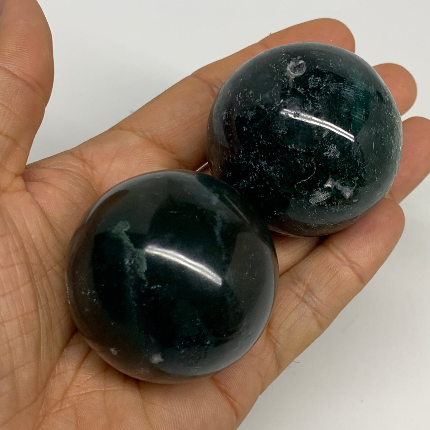 2.2 lbs, 1.7" - 1.9", 8cs Moss Agate Spheres Gemstones @India, B29564