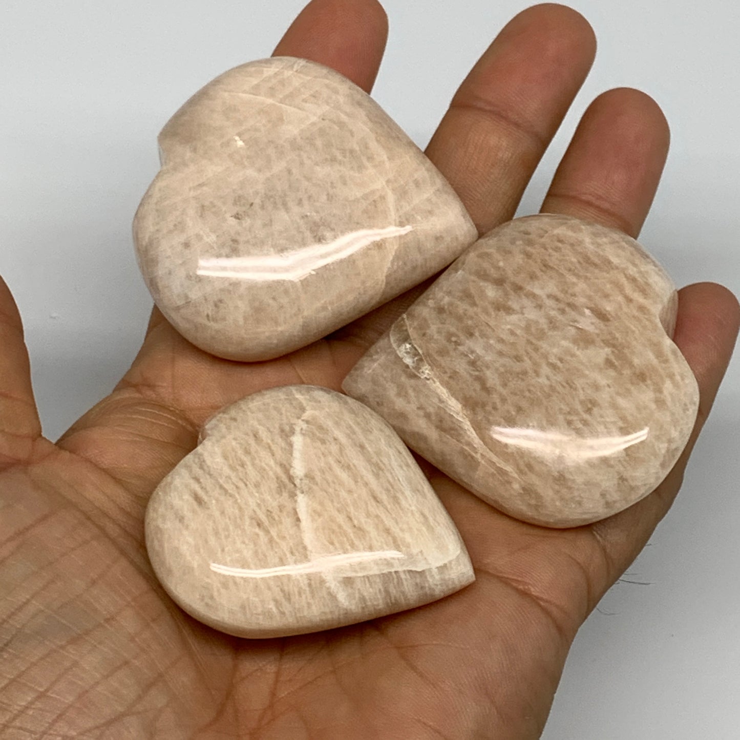 1000g (2.2 lbs) ,16 pcs, 1.7"- 2.2", Peach Moonstone Hearts from India, B2898