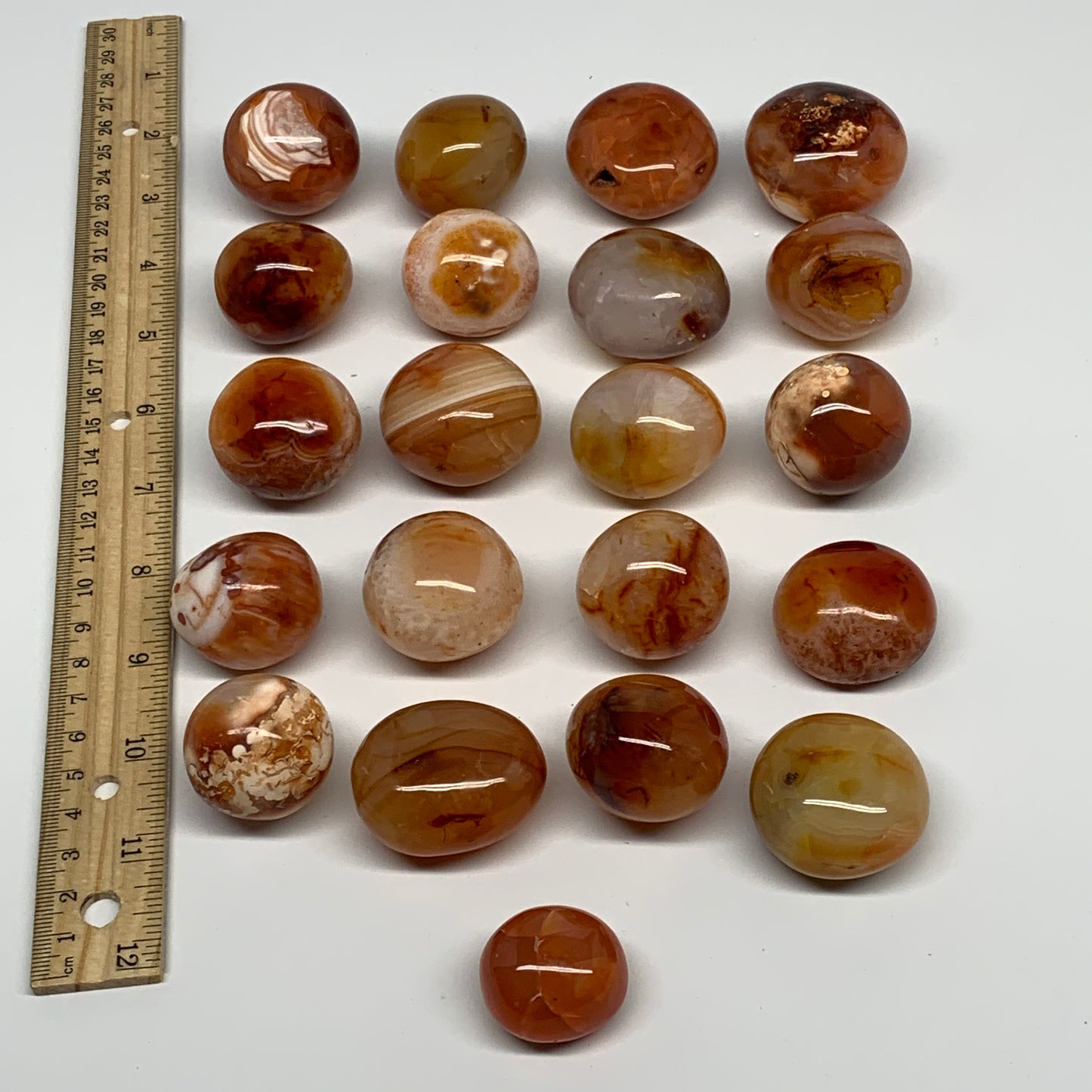 1015g, 1.1" - 1.6", 21pcs, Small Red Carnelian Palm-Stone Tumbled Crystal, B2812