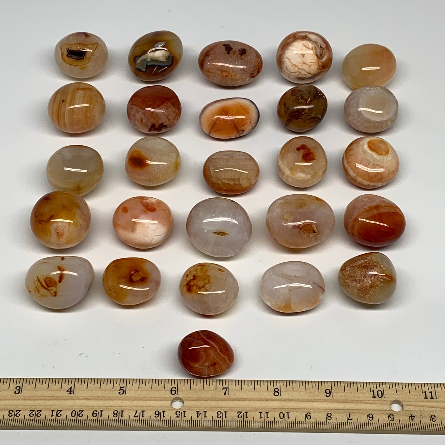 2.2 lbs, 1.2" - 1.7", 26pcs, Small Red Carnelian Palm-Stone Tumbled Crystal, B28