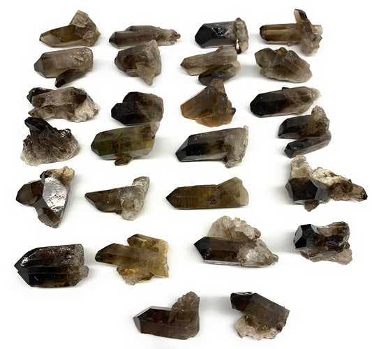 2.2 lbs,1.5"-2.8", 25pcs,Rough Smoky Quartz Crystal Minerals Specimens,B28801