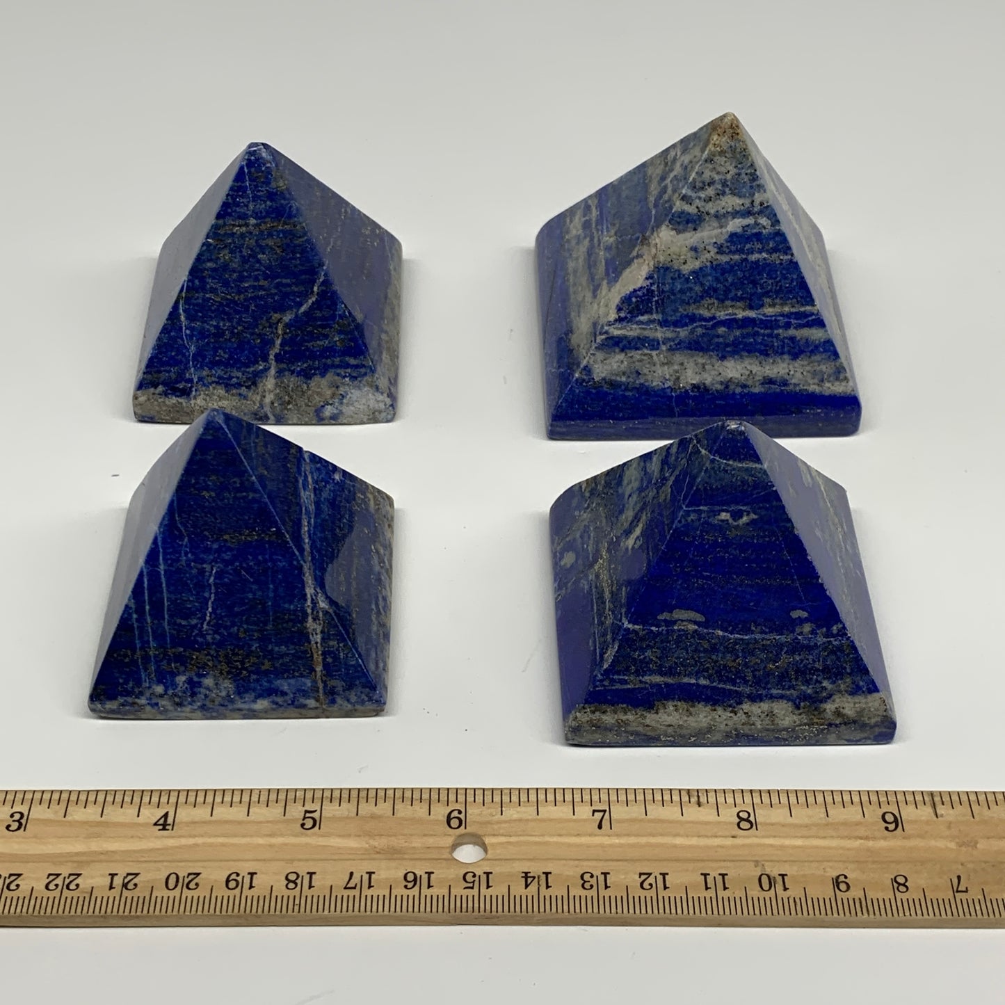 2.4 lbs (1095g),2"-2.5",  4pcs,Natural Lapis Lazuli Pyramids @Afghanistan, B2969