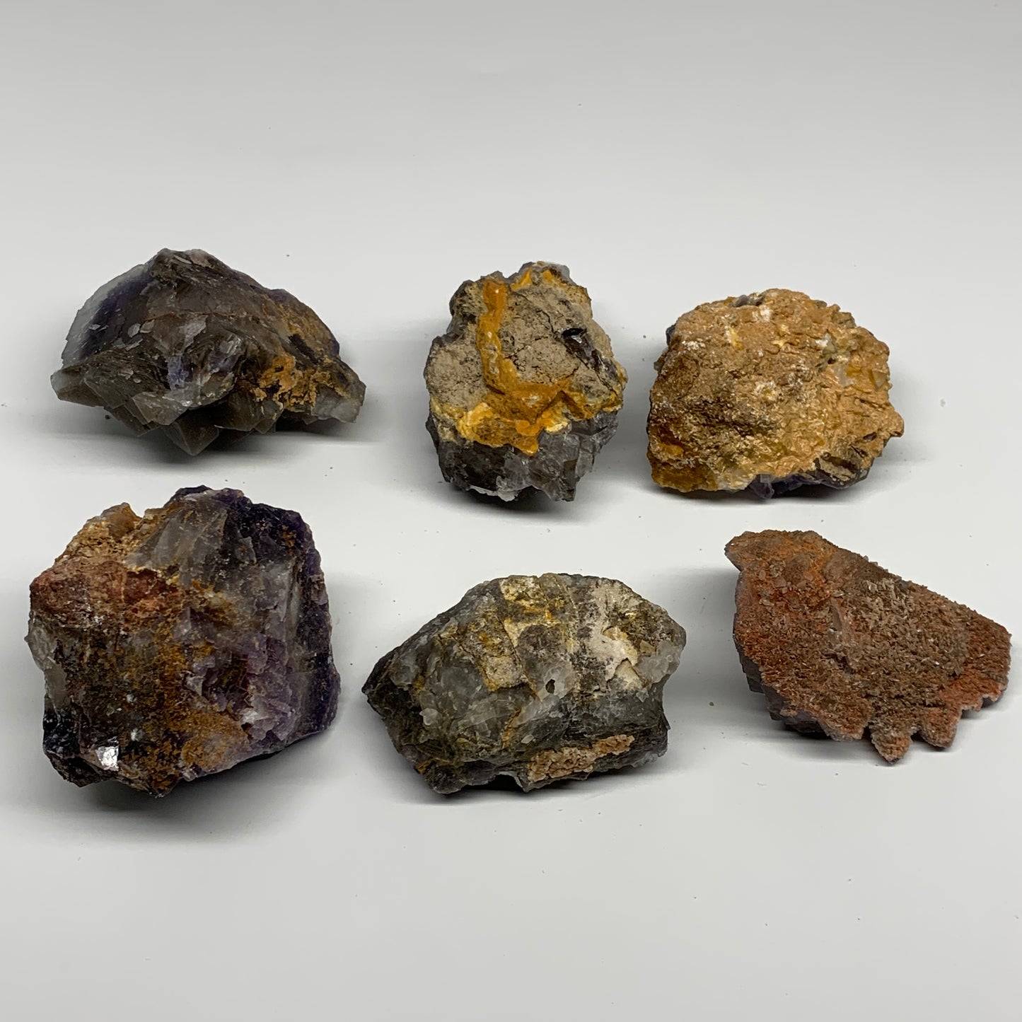 5.95 lbs,3.7"-4.2",6pcs, Purple Fluorite Crystal Minerals Specimens,Terminated,B