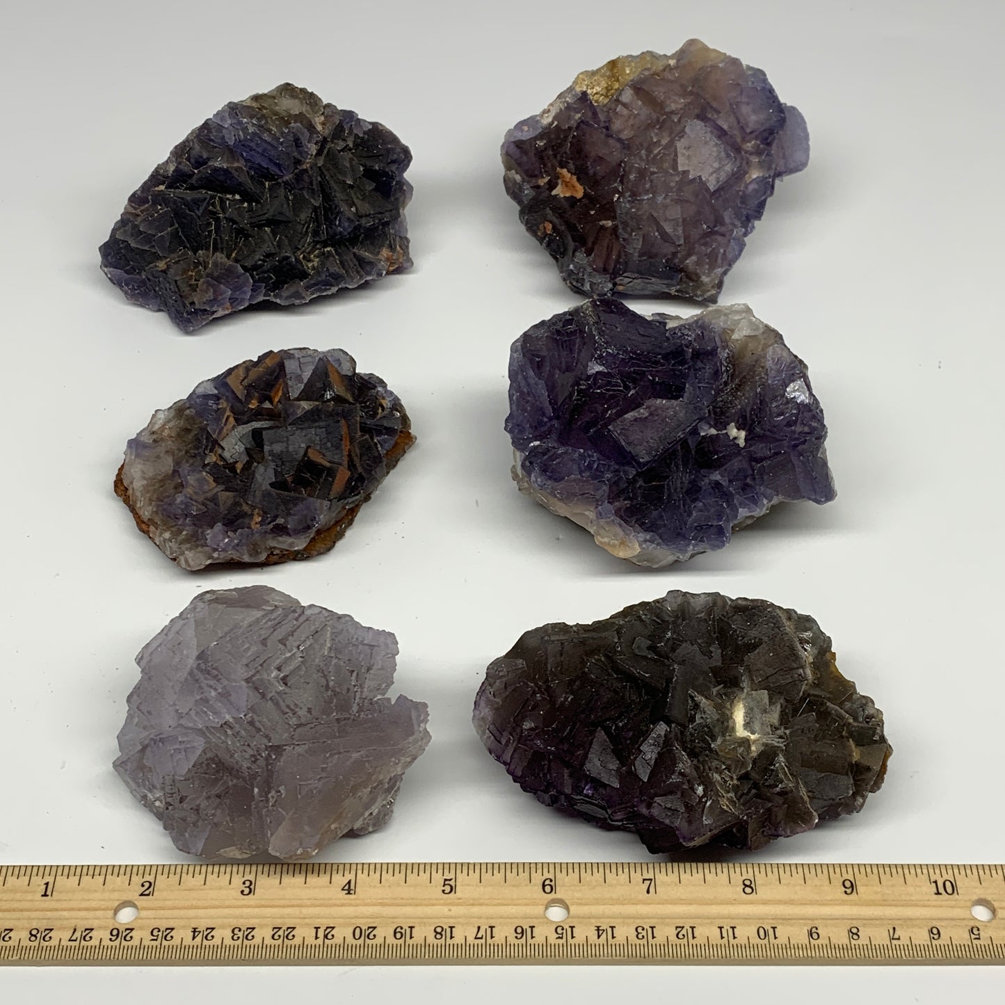6.39 lbs,3"-4.3" 6pcs, Purple Fluorite Crystal Minerals Specimens,B27412