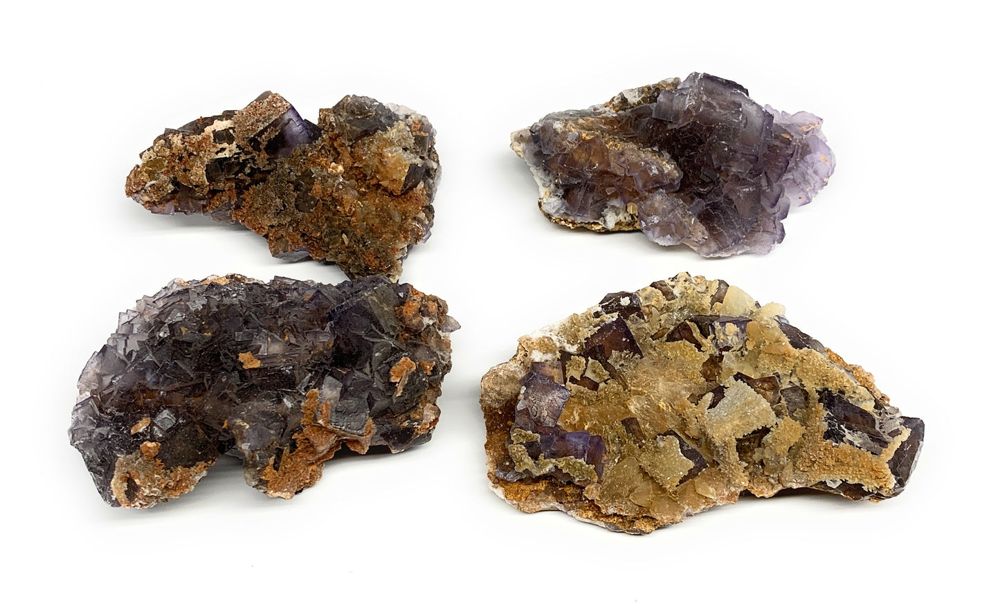 3.85 lbs,4.4"-5.2" 4pcs, Purple Fluorite Crystal Minerals Specimens,B27414