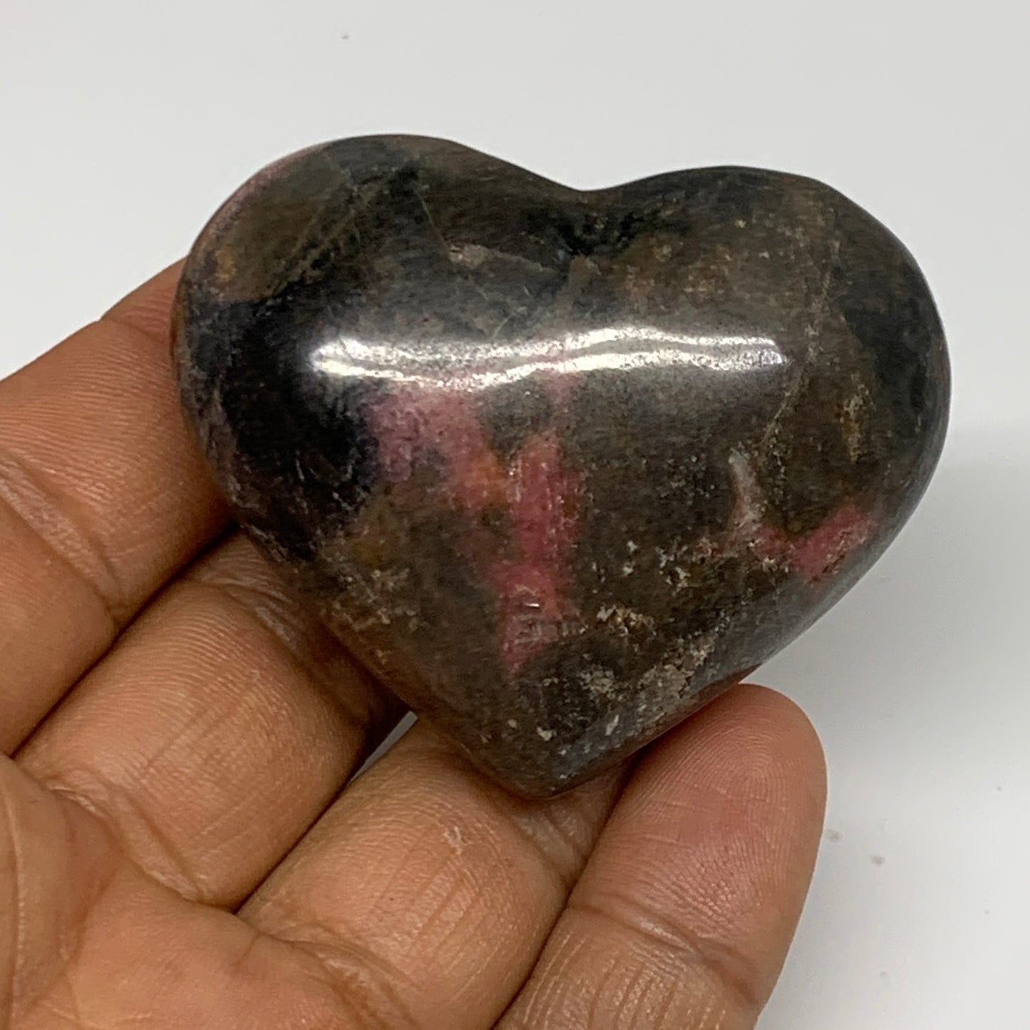 1.95 lbs (885 Grams),1.7"-2.2", 8pcs, Natural Rhodonite Heart Polished, B28279