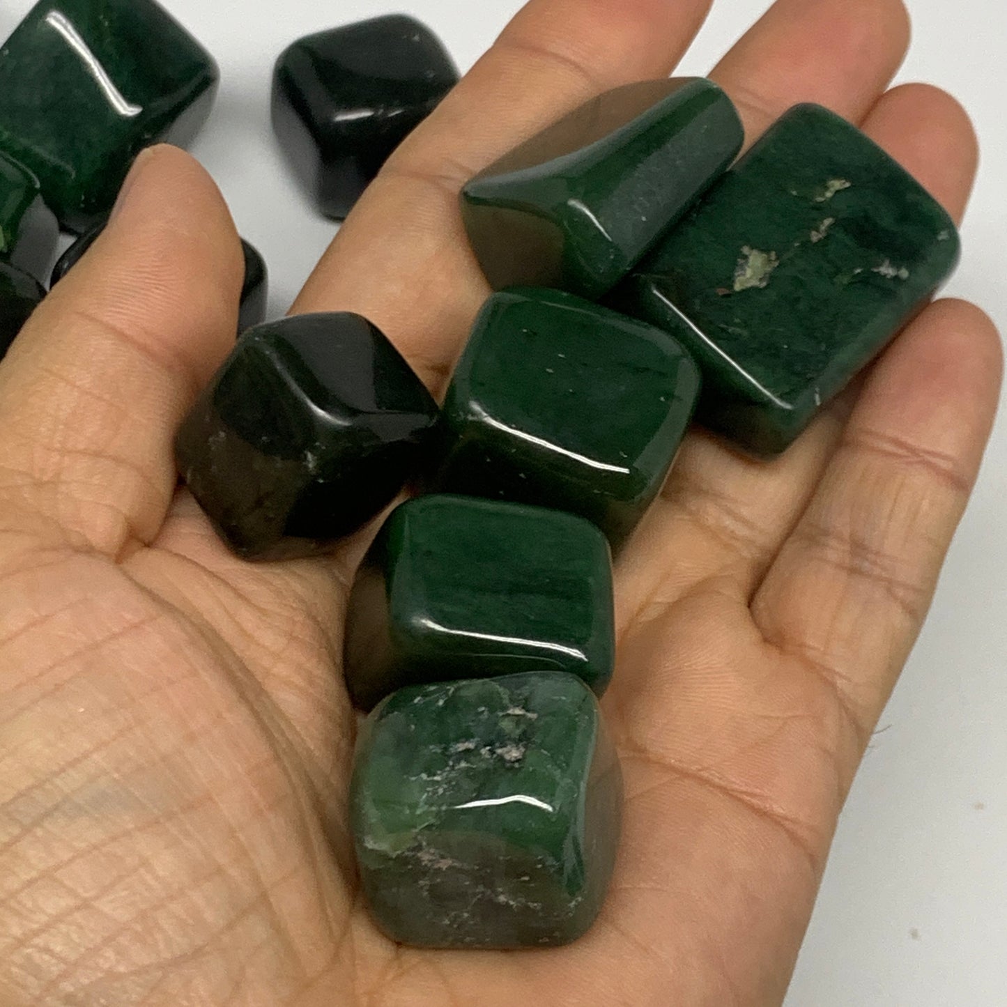 1000g (2.2 lbs), 0.7"-1.3",40pcs, Nephrite Jade Tumbled @Afghanistan, B29912