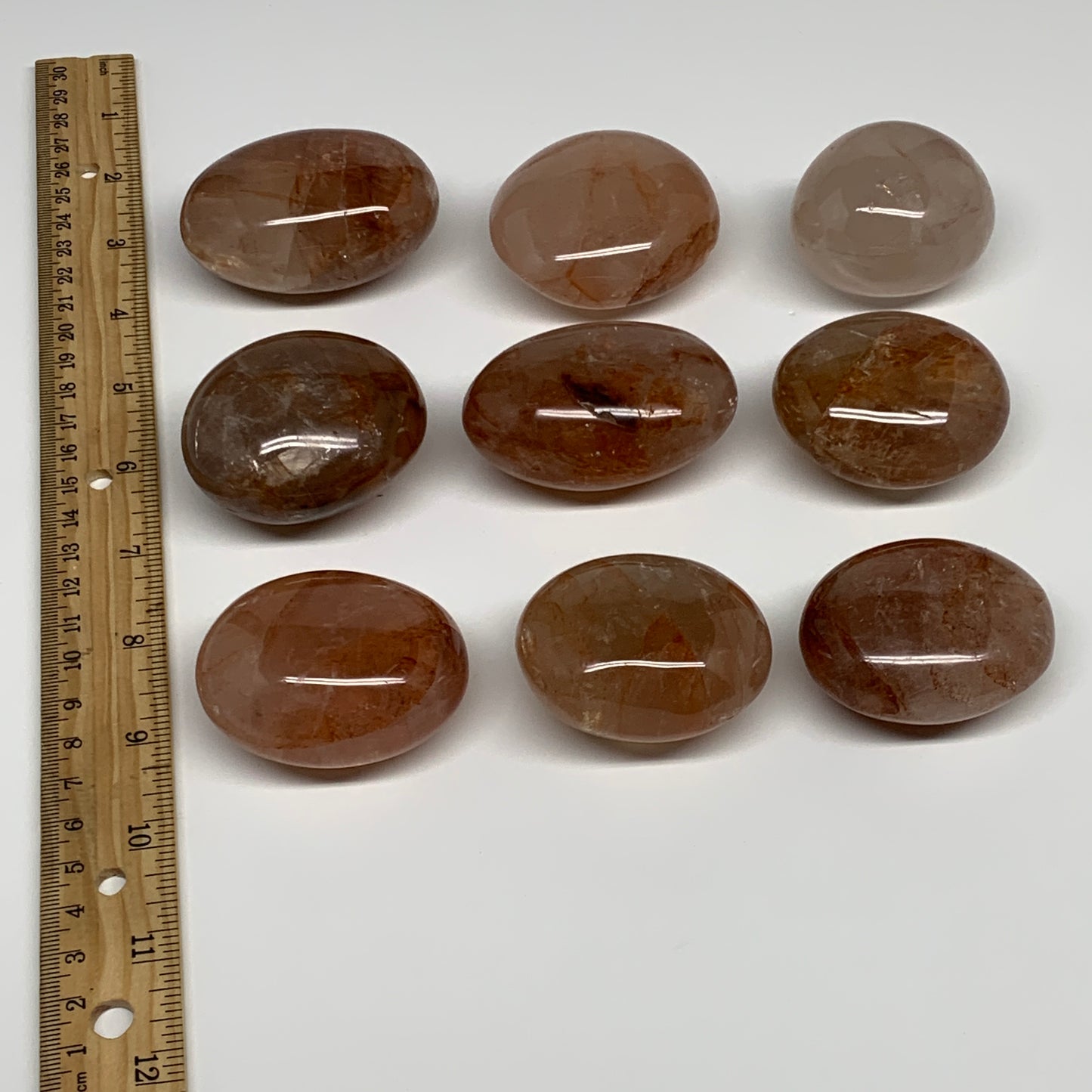 2.2 Lbs, 1.9-2.4", 9pcs, Red Hematoid Palm-Stone Polished Wholesale, B30694