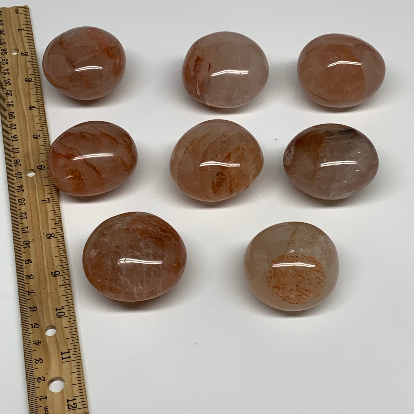 2.25 Lbs, 1.9-2.1", 8pcs, Red Hematoid Palm-Stone Polished Wholesale , B30696