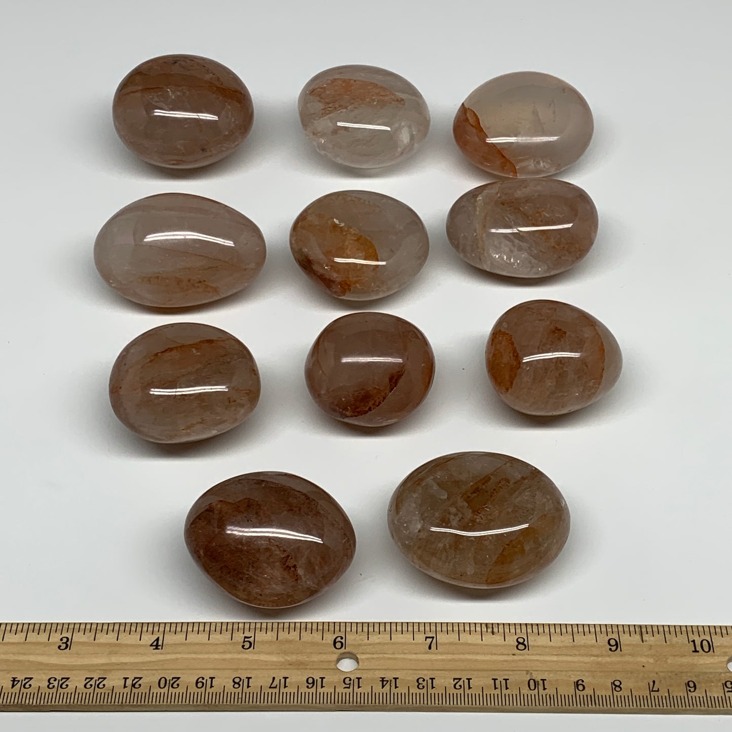 2.29 Lbs, 1.6-2.3", 11pcs, Red Hematoid Palm-Stone Polished Wholesale , B30697