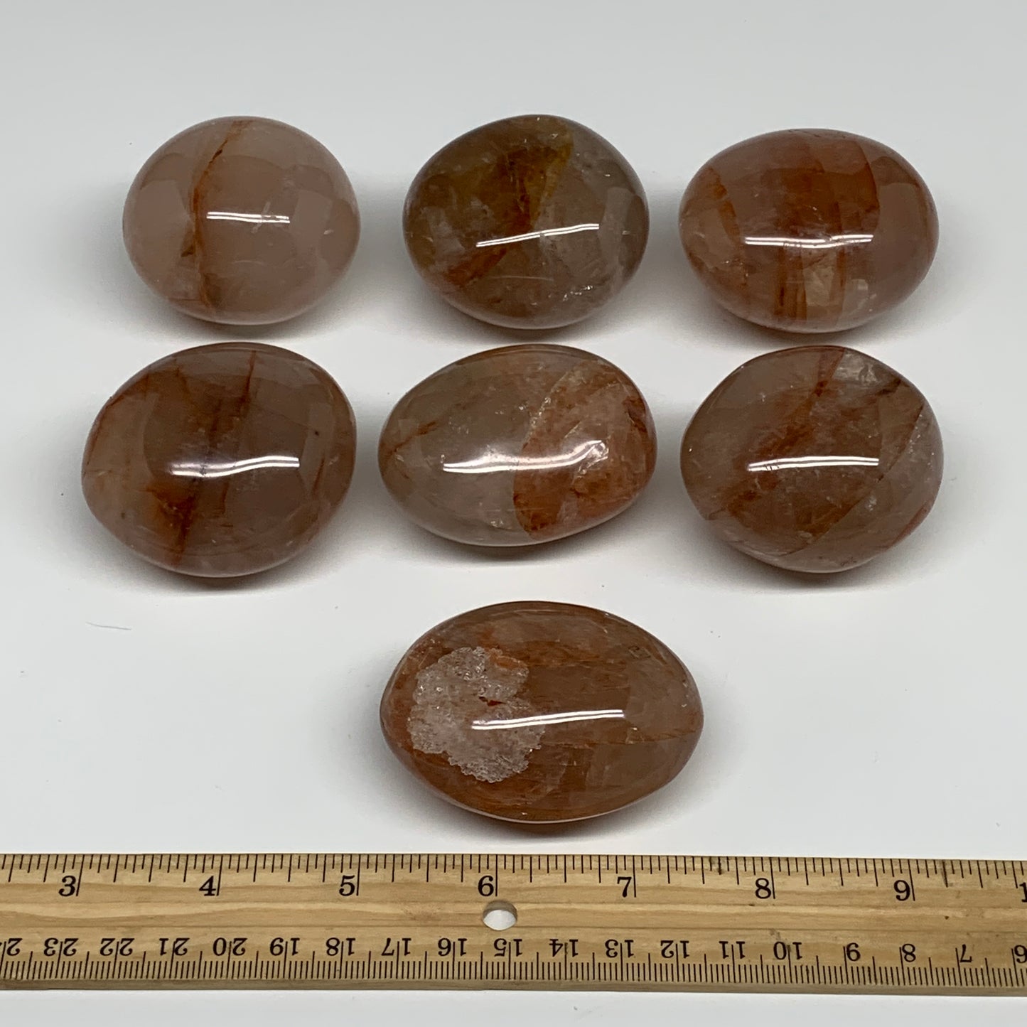 2.28 Lbs, 2-2.4", 7pcs, Red Hematoid Palm-Stone Polished Wholesale , B30698