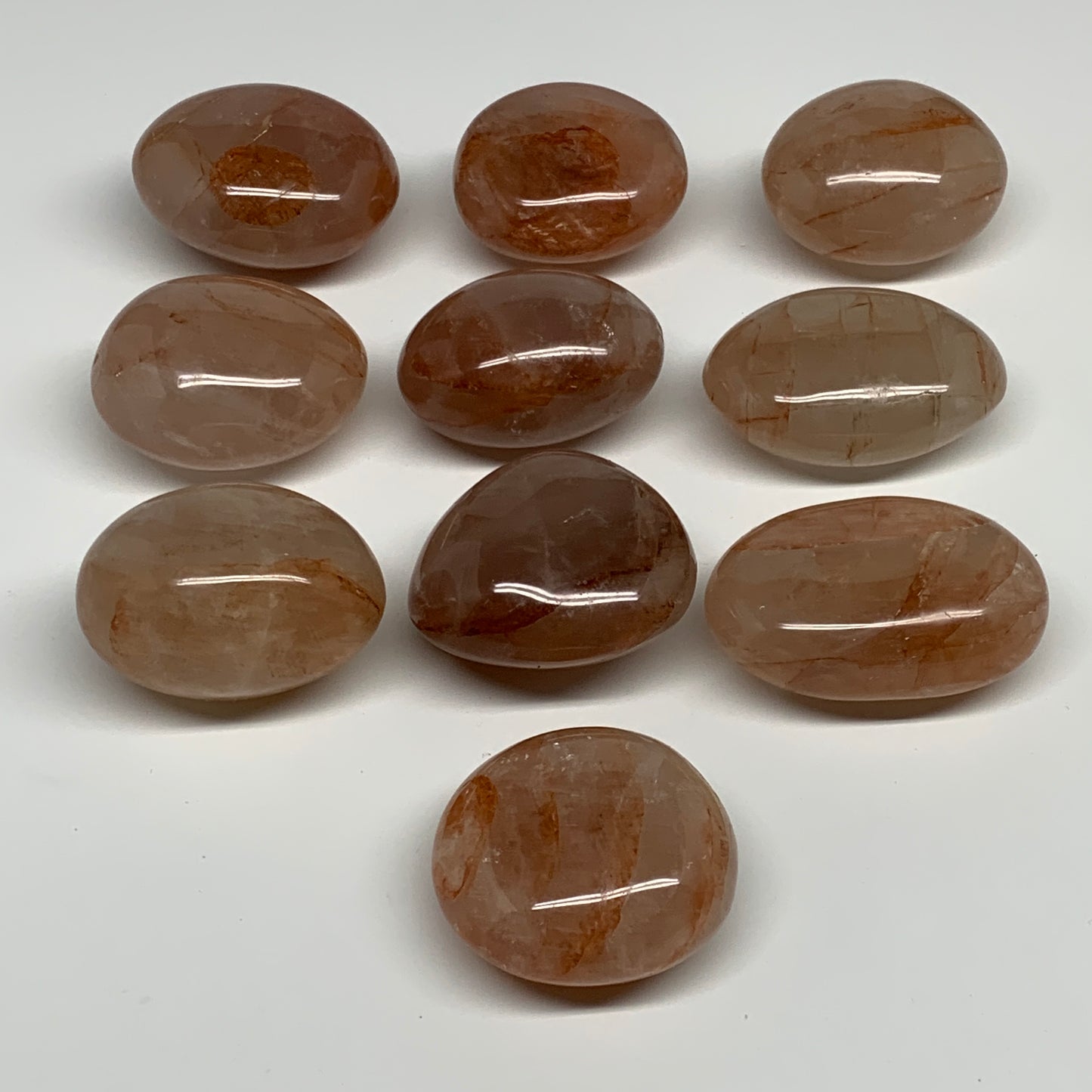 2.26 Lbs, 1.9-2.4", 10pcs, Red Hematoid Palm-Stone Polished Wholesale , B30699
