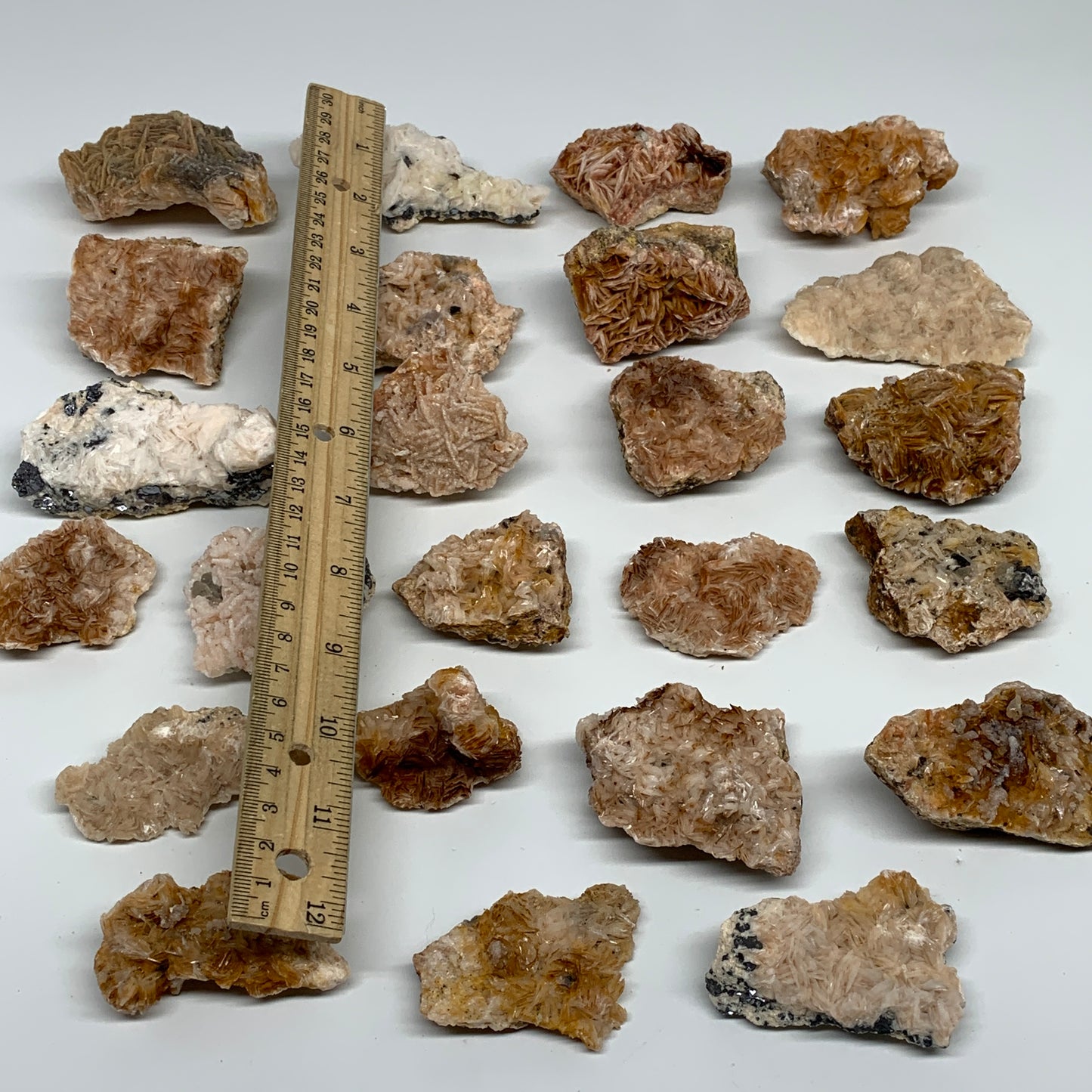 5.16 lbs, 1.9"-3.5", 24pcs Lot, Small Golden Barite Mineral Specimen, B33564
