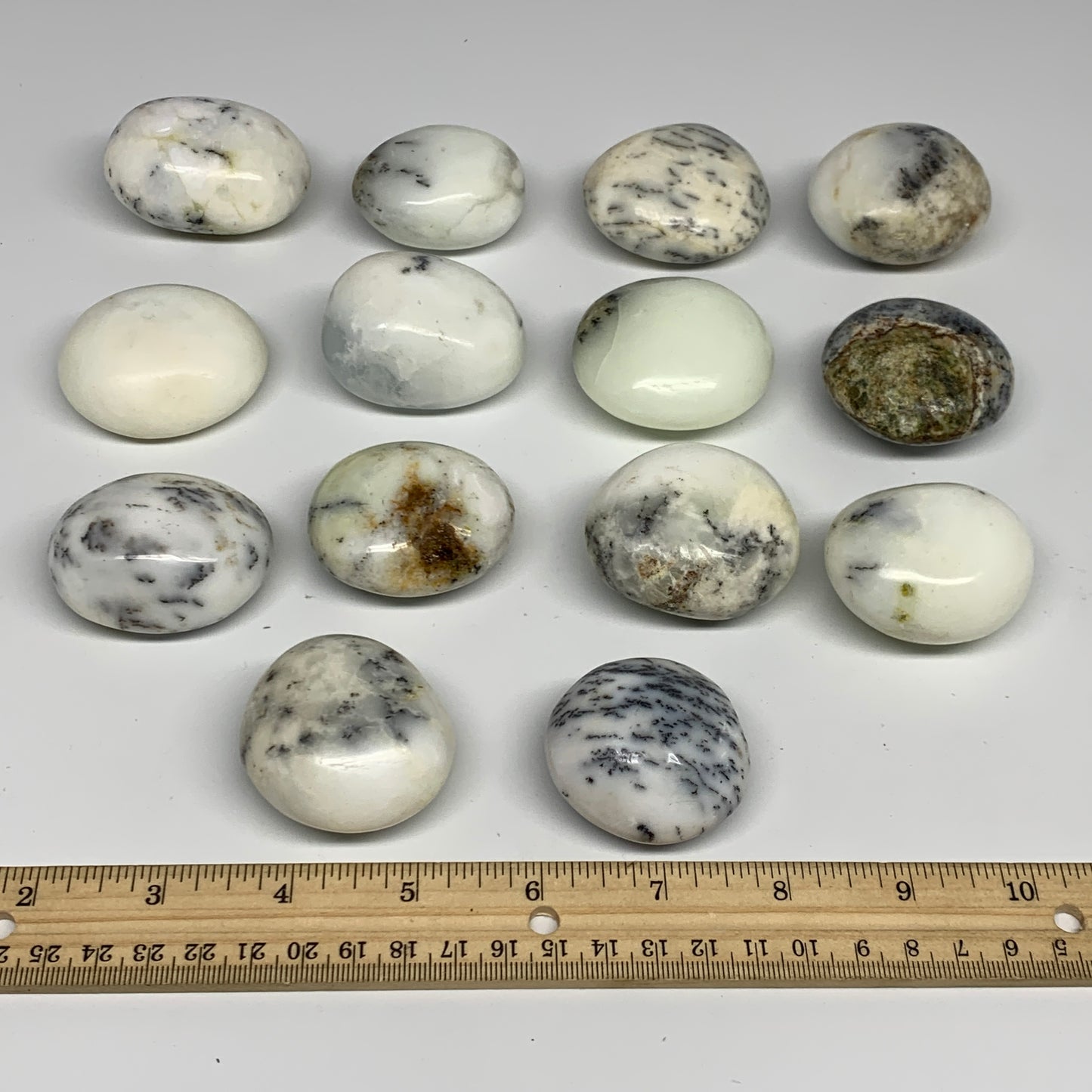 2.2 lbs, 1.7"-2.1", 14pcs, Dendrite Opal Palm-Stone Crystal Polished, B27806