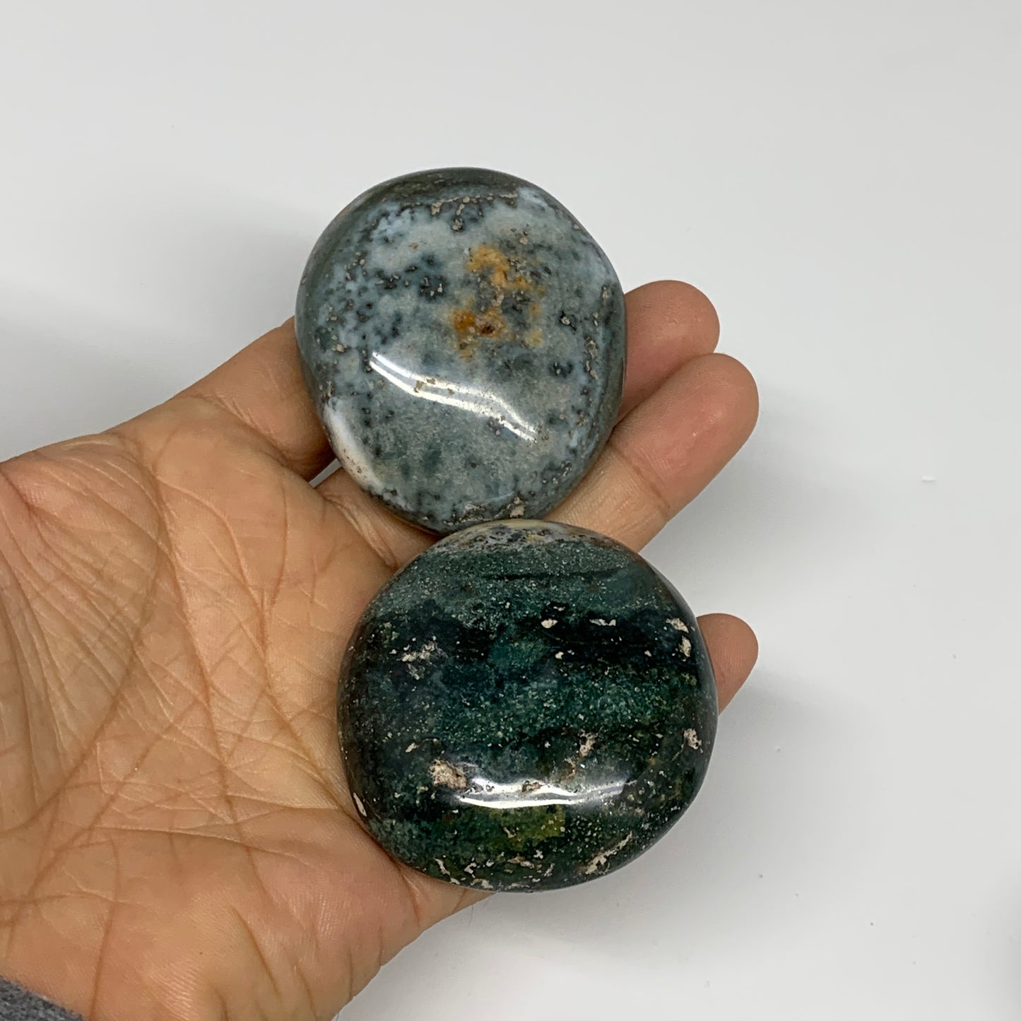 2.2 lbs (1015 Grams), 2"-2.3", 10pcs, Ocean Jasper Palm-Stone, B30834