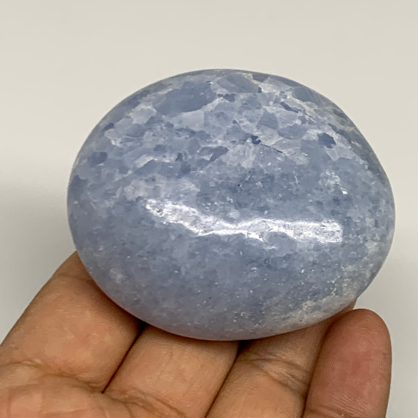 2.27 Lbs, 2.1"-2.4", 8pcs, Blue Calcite Palm-Stone Small Pieces Polished, B30137