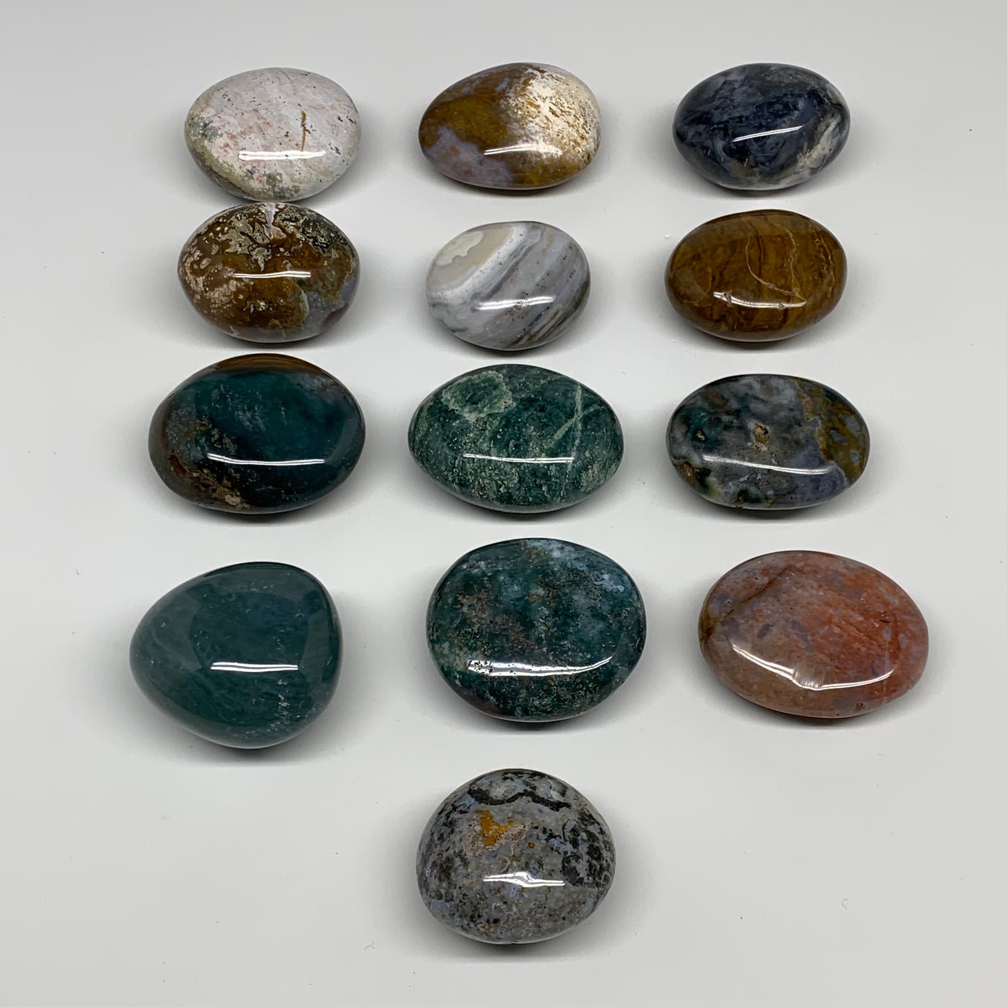 2.2 lbs (1020 Grams), 1.8"-2.2", 13pcs, Wholesale Ocean Jasper Palm-Stone, B3083