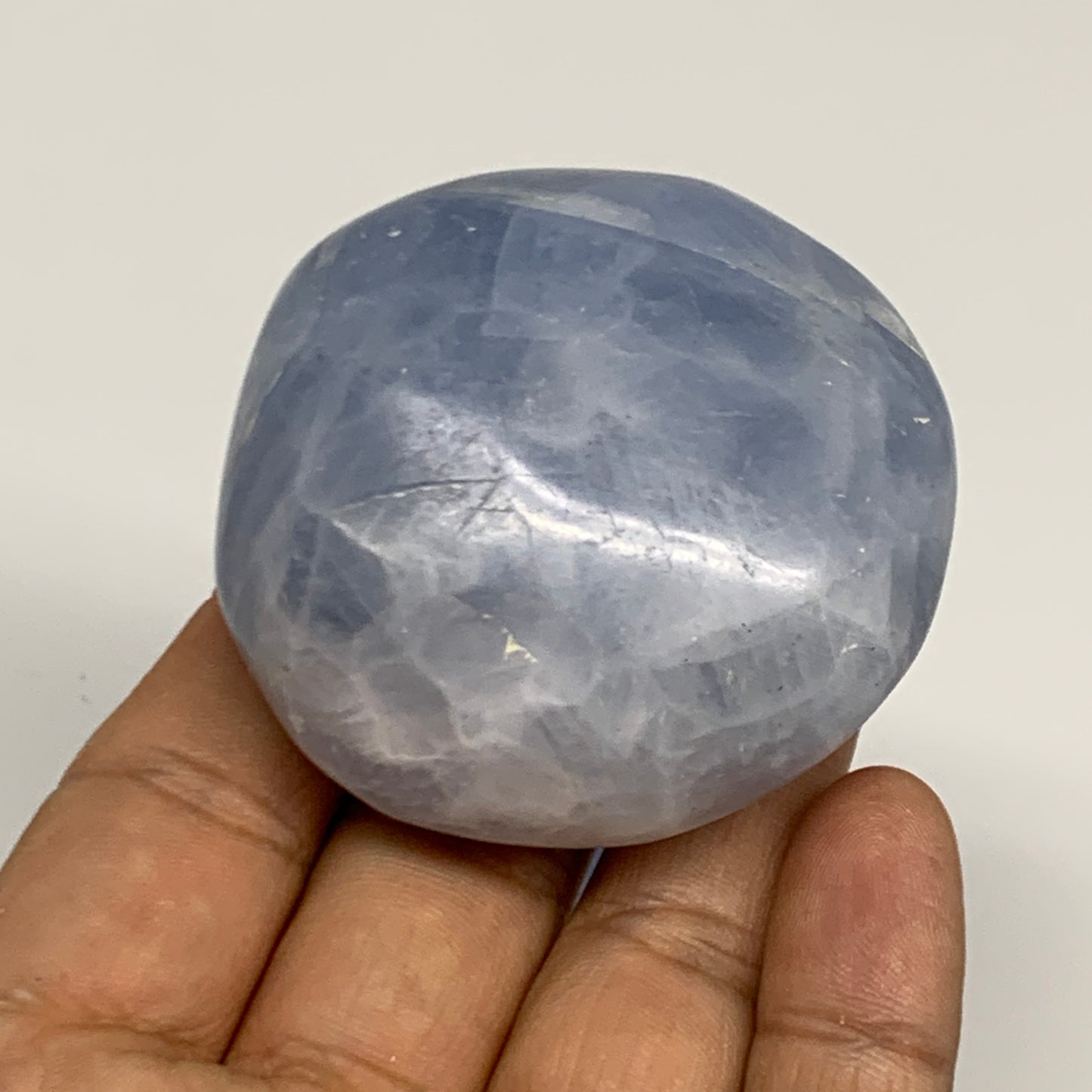 2.27 Lbs, 2.1"-2.4", 8pcs, Blue Calcite Palm-Stone Small Pieces Polished, B30137