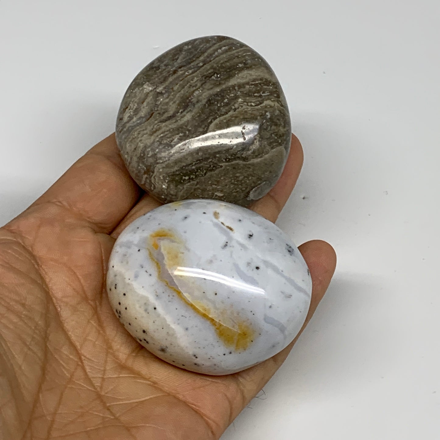 2.2 lbs (1030 Grams), 1.8"-2.3", 10pcs, Wholesale Ocean Jasper Palm-Stone, B3083
