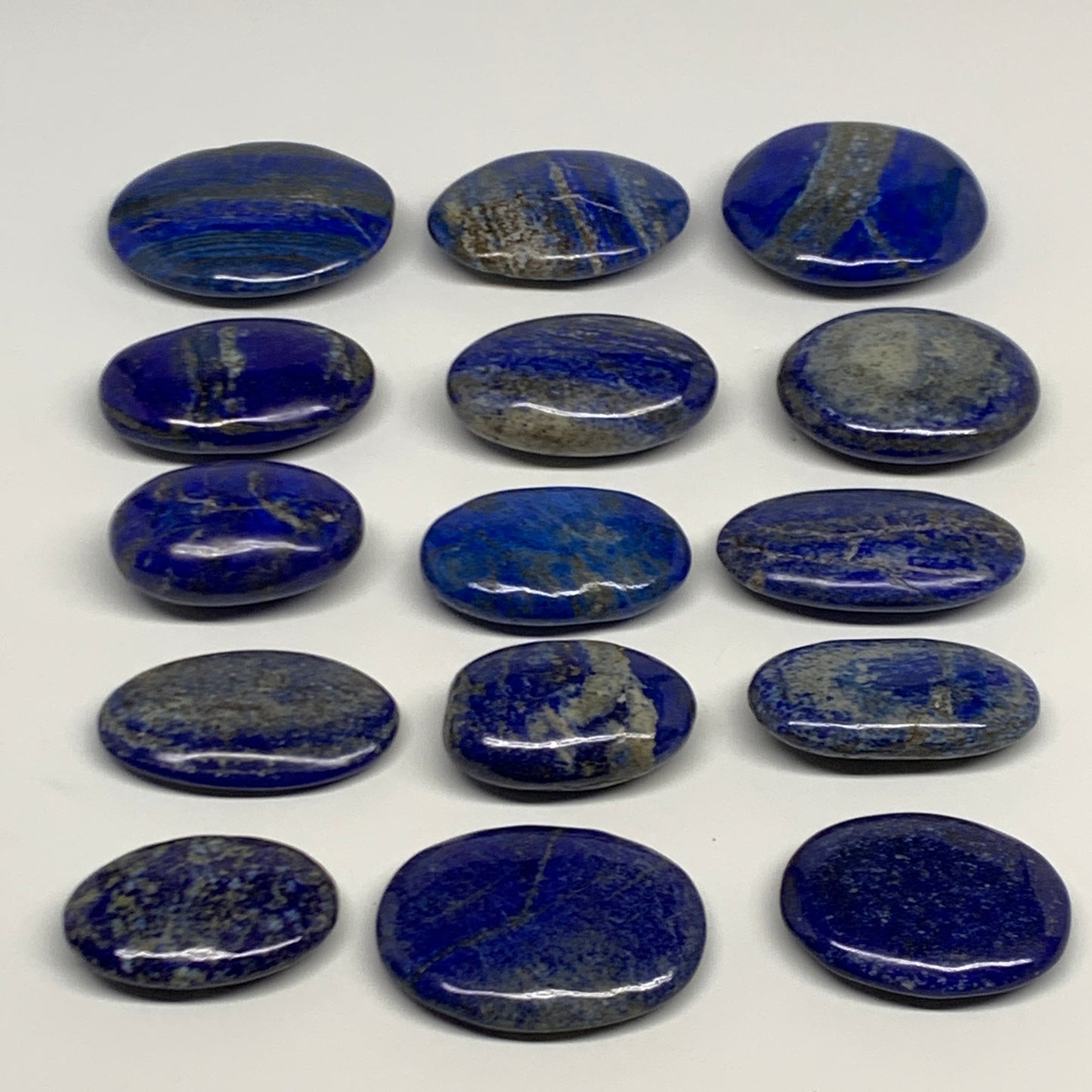 2.24 lb, 2"-2.7", 15pcs, Lapis Lazuli Palm-Stone Polished @Afghanistan, B30145