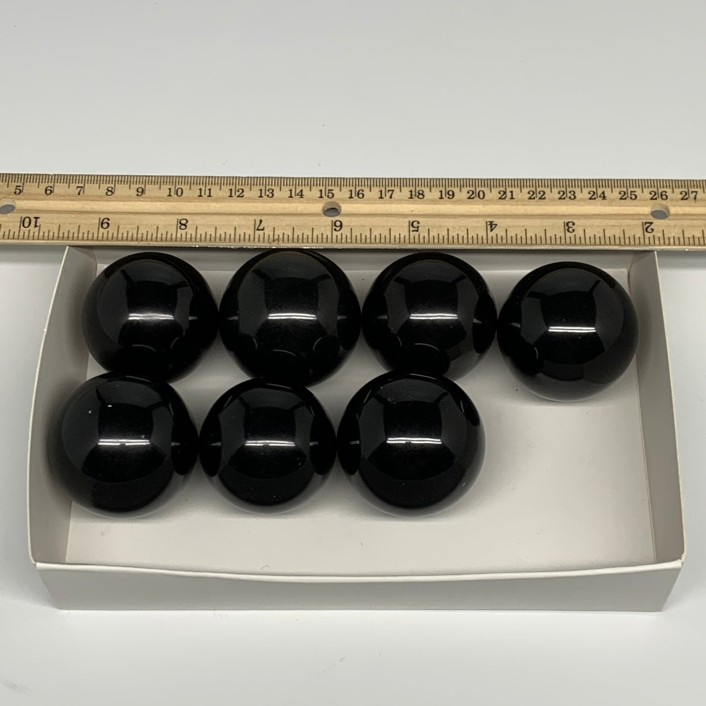 2.27 lbs (1028g), 1.7"-1.9", 7pcs, Black Jasper Spheres @Brazil, B27903