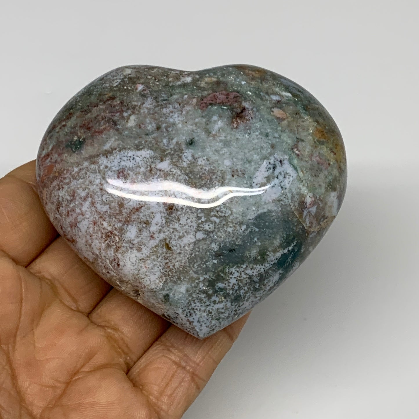 2.97 lbs (1350 Grams), 2.2"-2.8", 6pcs, Natural Ocean Jasper Heart Polished, B30