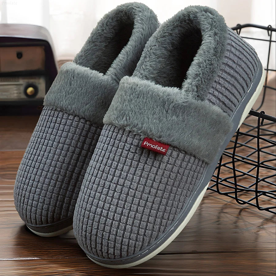 Winter Home Slippers for Women Bedroom Anti-slip House Cotton Shoes Warm Plush Couples Indoor Slippers