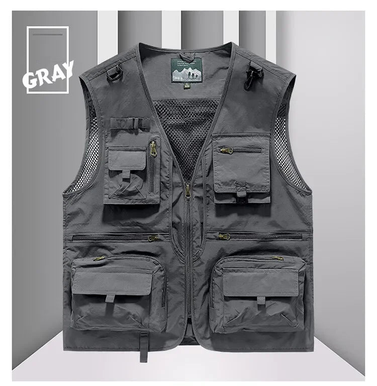 14 Pockets Summer New Men US Tactical Hiking Fishing Vest Mens Photographer Waistcoat Mesh Cargo Sleeveless Jacket Tool Vest