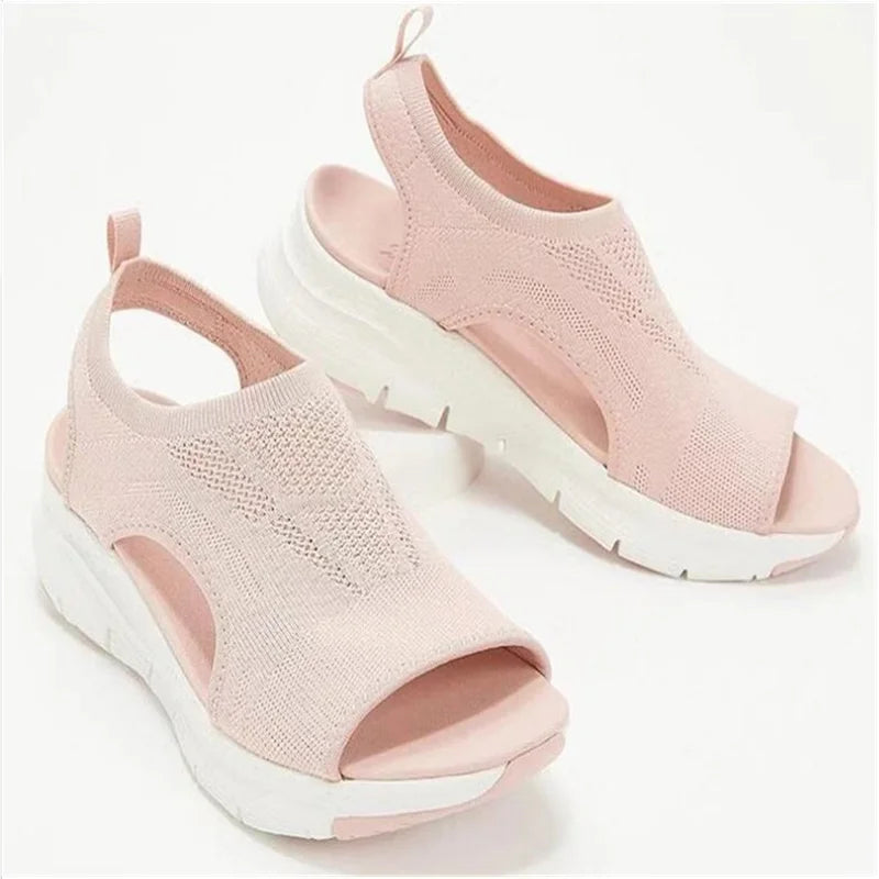 Women Summer Shoes 2023 Mesh Fish Platform Sandals Women's Open Toe Wedge Sandals Ladies Light Casual Shoes Zapatillas Muje