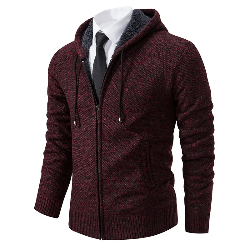 Autumn And Winter New Jersey Men's Casual Sports Coat Solid Color Stand Collar weater Grab Fleece Warm Zipper Cardigan