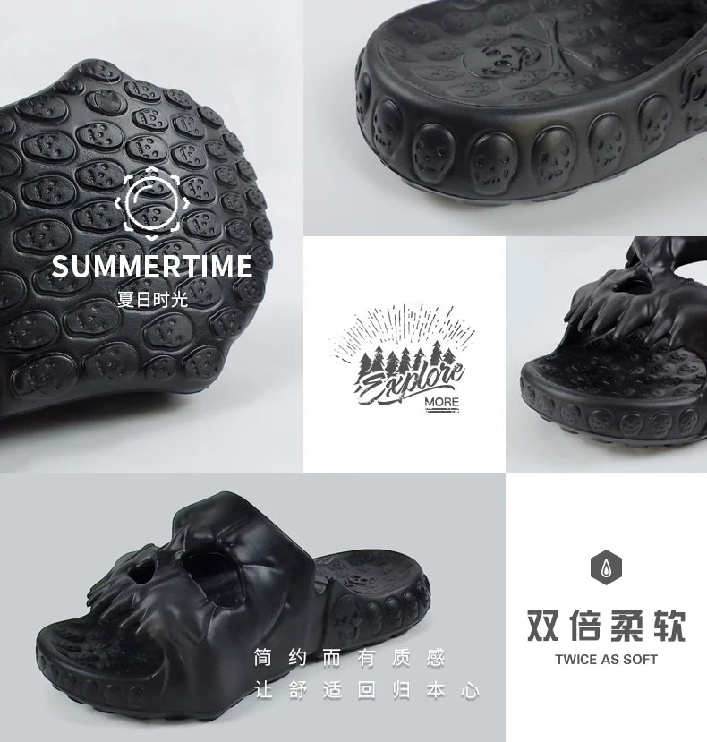 Same style home slippers for men and women, hotel shower avatar, skull, fashionable sandals