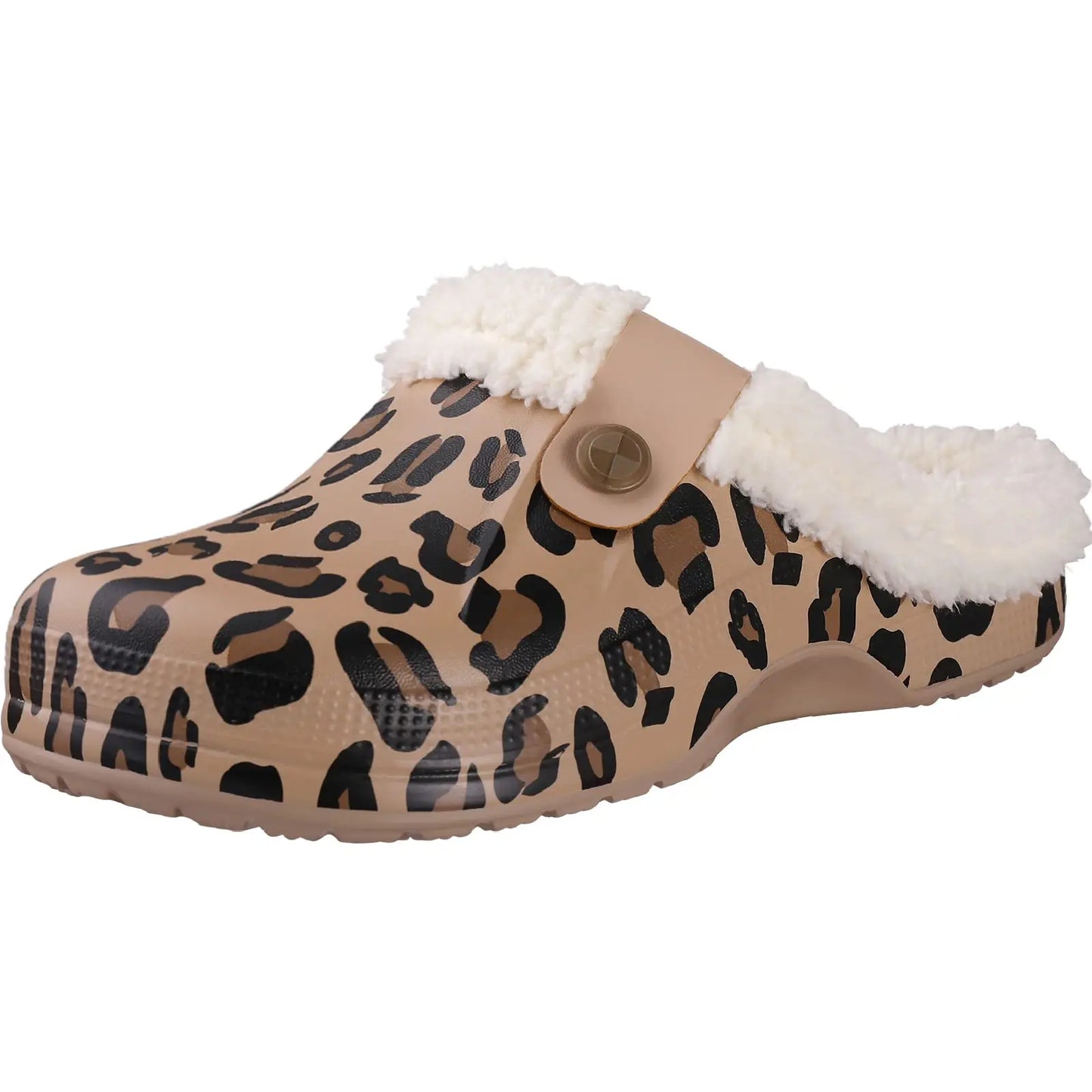 Shevalues Fuzzy Men Clogs Slippers Winter Fur Men Slippers Waterproof Garden Shoes Men Warm House Shoes Anti-slip Fur Slippers