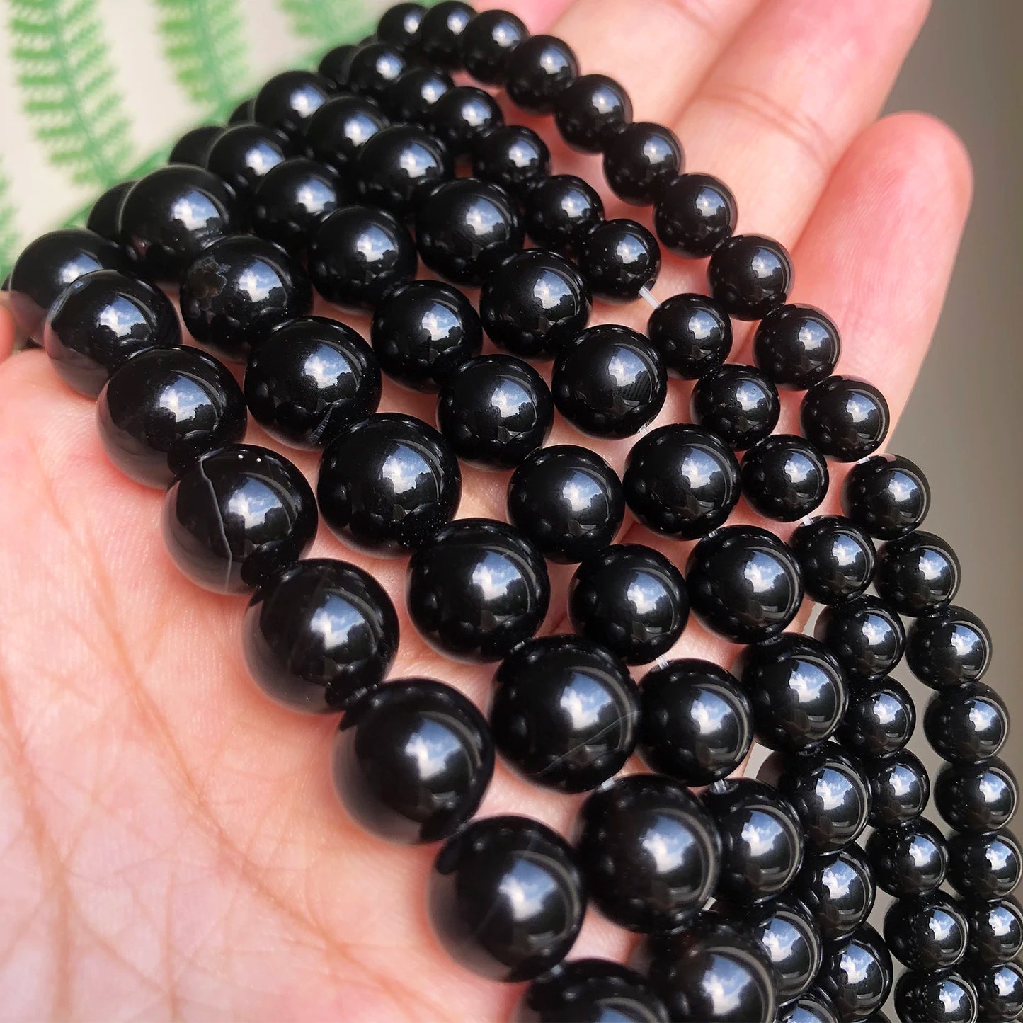 Natural Black Agates Onyx Stone Beads Smooth Round Loose Spacer Beads For Jewelry Making DIY Bracelets 15'' 4/6/8/10/12/14mm