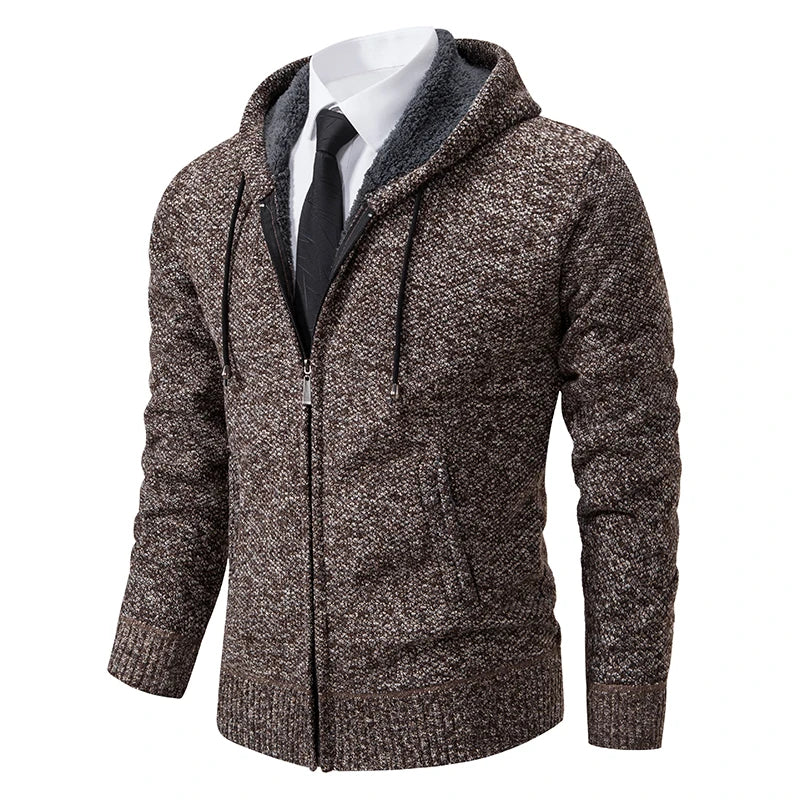 Autumn And Winter New Jersey Men's Casual Sports Coat Solid Color Stand Collar weater Grab Fleece Warm Zipper Cardigan