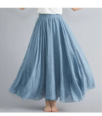 Fashion Cotton Linen Clothes Women Skirts Maxi Y2k Elegant Streetwear Saia Ropa Mujer Casual Vestido Long Skirt Faldas Harajuku