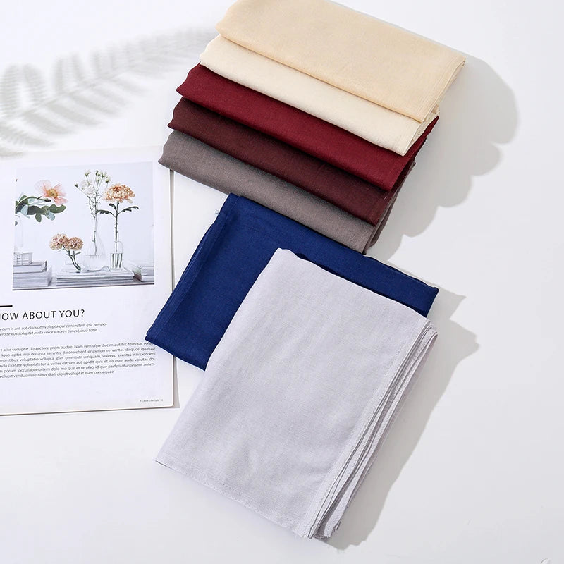 70*180cm Women Plain Solid Color Rayon Cotton Modal Hijab Scarf Lady High Quality Wraps Shawls Muslim Headband Islamic Scarves