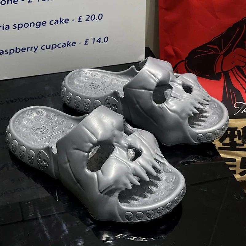 Halloween Personalized Skull Home Slippers Men Women Indoor Fun Slides Thick Bottom of Beach Non-slip Leisure Women Sandals