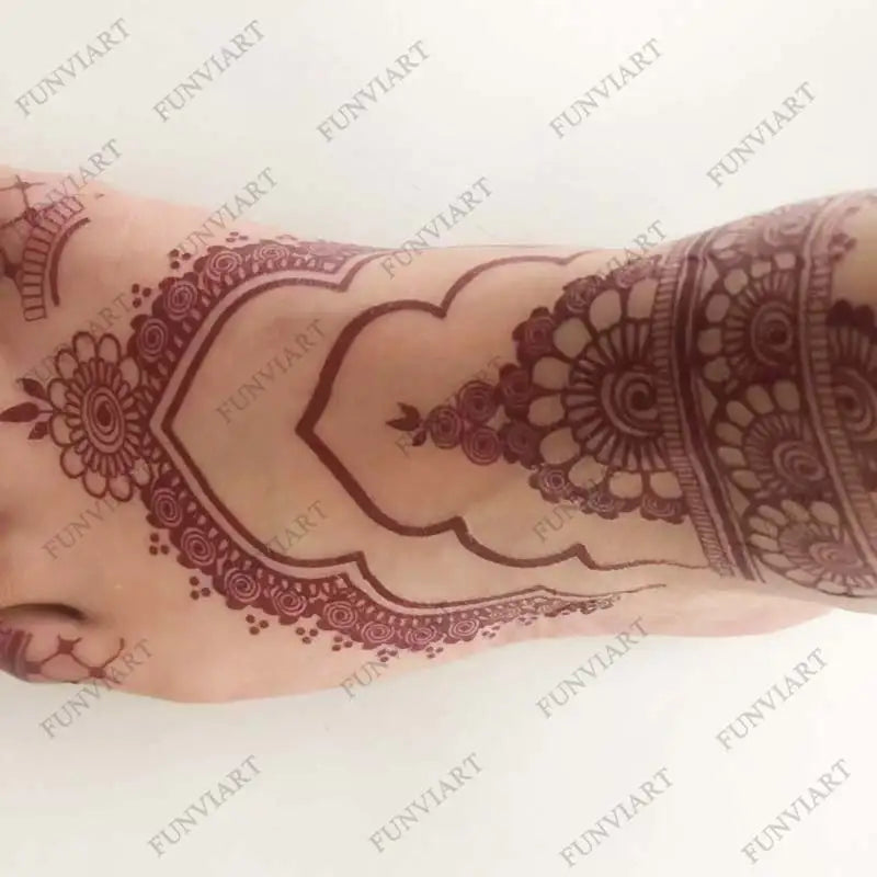 Waterproof Henna Tattoo Brown Henna Stickers for Hand Fake Tattoo for Women Body Art Temporary Hena Design Mehndi Stickers