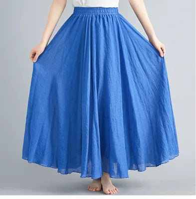 Fashion Cotton Linen Clothes Women Skirts Maxi Y2k Elegant Streetwear Saia Ropa Mujer Casual Vestido Long Skirt Faldas Harajuku