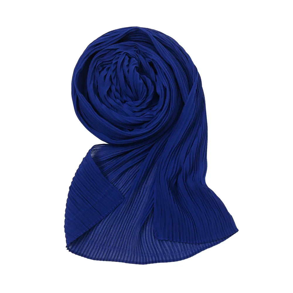 Big Size Pleated Chiffon Hijab Scarf for Muslim Women Turban Pashmina Shawls and Scarves Women Bandana Headband Hijabs Headscarf