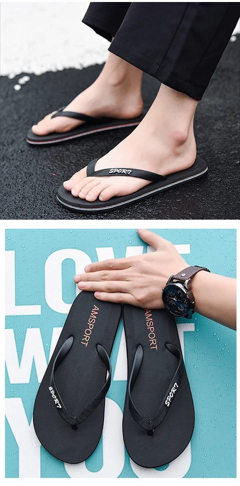 Men's flip flops for summer wear, new outdoor daily anti slip splint flip flops for men's beach shoes