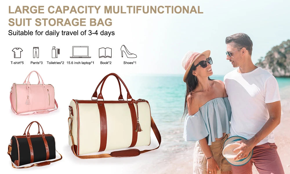 2024 Fashion Large PU Folding Suit Storage Bag Women High Capacity Foldable Travel Bag Travel Sport Outdoor Multi Function Organ