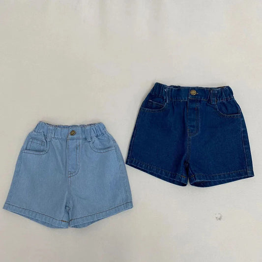 Summer Kids Shorts Boys Jeans Shorts Solid Color Simple Fifth Pants For Girls